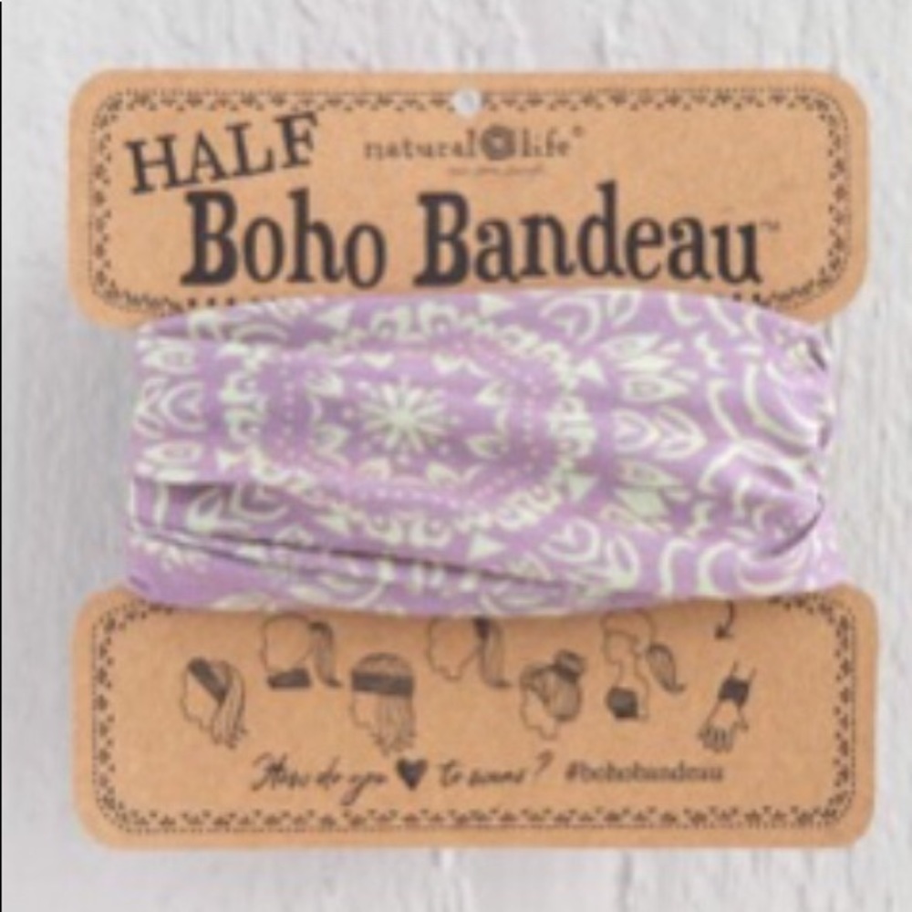 Natural Life Half Boho Headband Bandeau Lavender